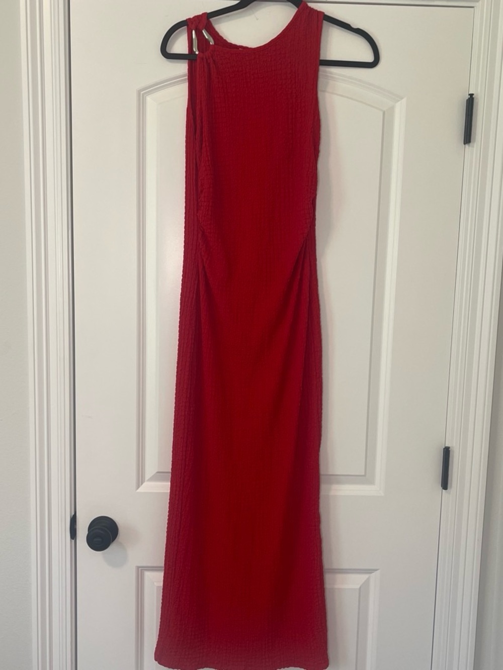 See You Monday Red One-Shoulder Maxi Dress